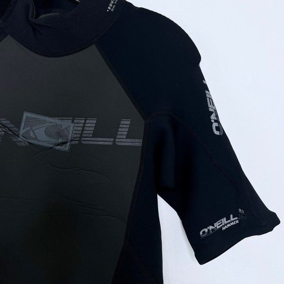 O’Neill Wetsuit Men Medium Hammer 2/1 mm Short Sleeve Spring Suit Black Back Zip - Picture 4 of 9